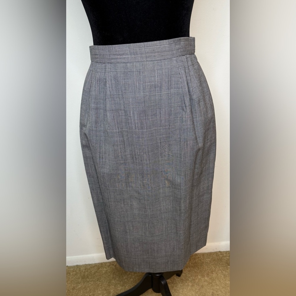 Vintage 90’s 400 Tailored Collection preppy Gray Glen Plaid wool blend skirt 0 - Picture 12 of 12